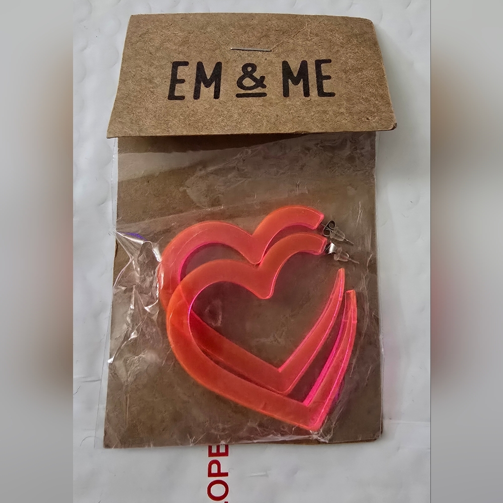 Em & Me Pink Heart Earrings